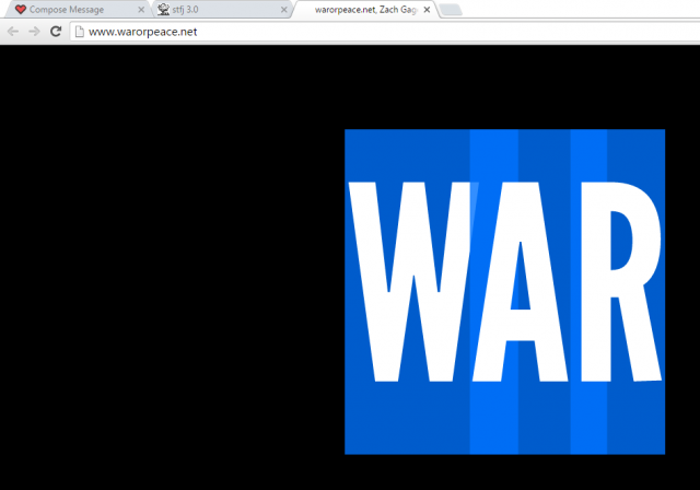 The site can display either “WAR” or “PEACE”, depending on how many people Google each word in a given day. The most-searched of the two words will win.