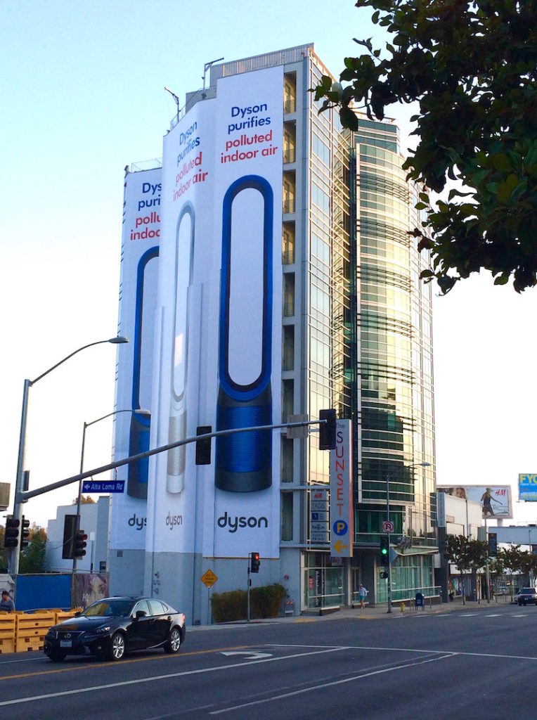 huge Dyson billboard in smoggy Los Angeles