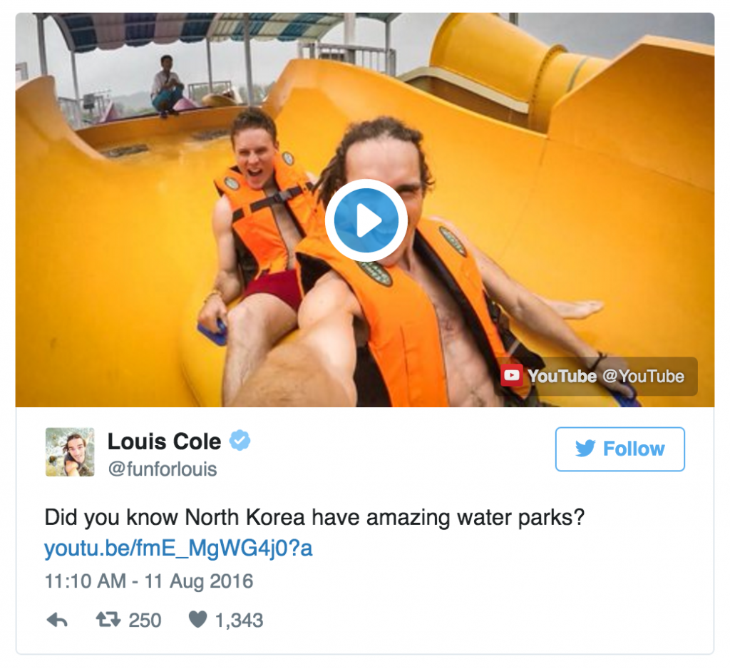 Louis Cole on Twitter, @funforlouis. Glad you're enjoying yourself, buddy.