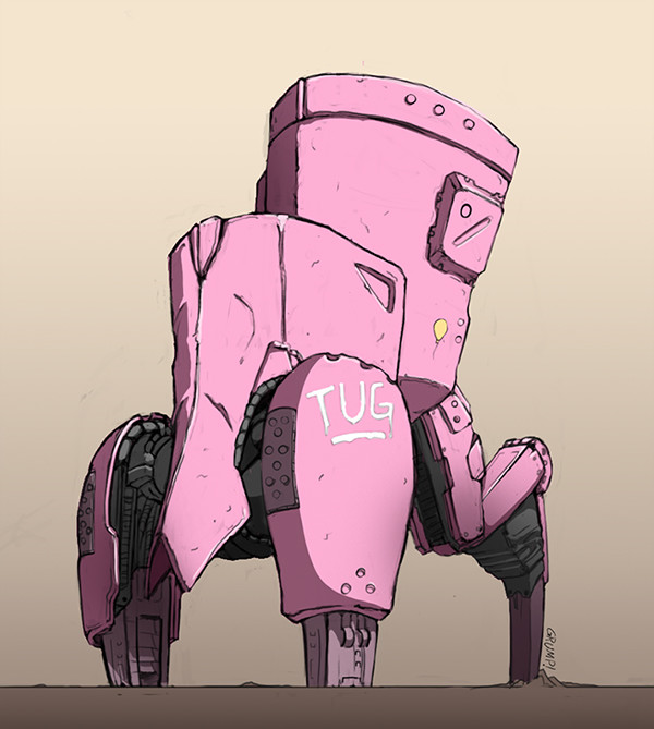 Pink mecha. Artwork by Brian Clarke.